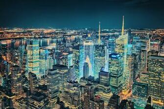 Wallpaper New York Evening Night Lights Desktop