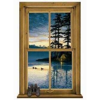 Lake Forest Lodge Log Cabin Scenic Mural York Wallcoverings Wallpaper