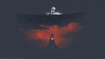 Black And Red Poster Shingeki No Kyojin Minimalism Anime