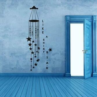 Black Diy Wind Chime Like Shiny Star Art Decals Wall Sticker Home