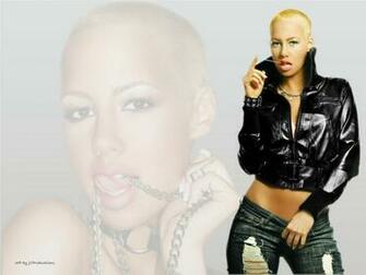 Amber Rose In Black Leather Wallpaper