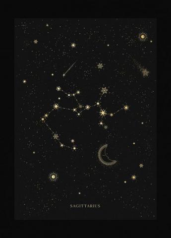 Zodiac Constellation Print Sagittarius Aquarius