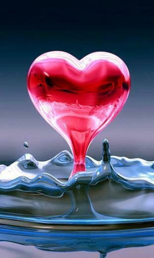 3d Heart In Water Wallpaper768x1280 Wallpaper Screensaver