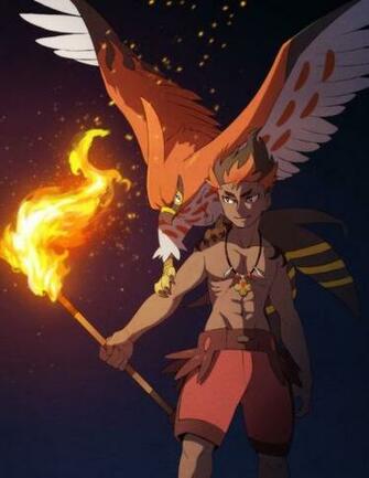 Kiawe And Talonflame Pokemon Alola Anime