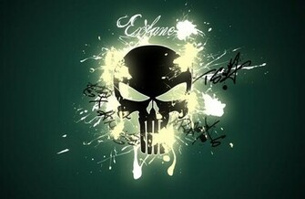 Skull Wallpaper Green White Blotches Painted HD