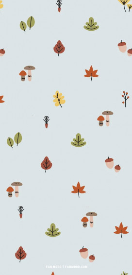 Cute Autumn Wallpaper Ideas Acorn Mushroom Leaves