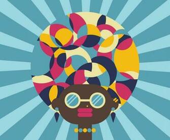 Afro Girl Hippie Background Vector Art Graphics