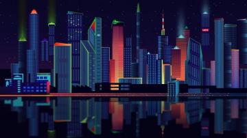2d City Vector Panorama 4k Wallpaper