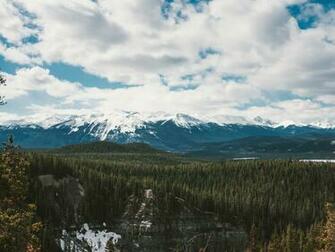 Wallpaper Mountains Trees Distance
