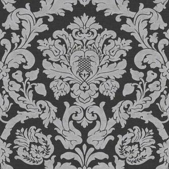 Home Black Silver Glitter V416 Kensington Damask Ideco