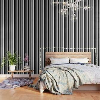 Minimalist Era Black White Stripe Asymmetrical Wallpaper By
