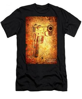 M1911 Muzzle On Rusted Background T Shirt By M L C