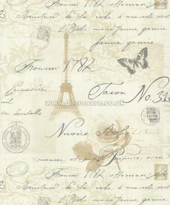 Holden Decor K2 Calligraphy Wallpaper Paris French Neutral