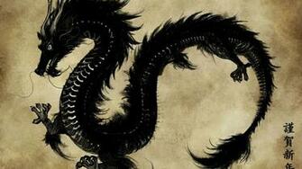 Chinese Black Dragon Vintage Style Wallpaper