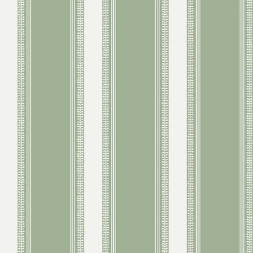 Fern Stripe Sage White Vine Motif Wallpaper