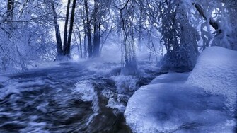 Wallpaper Winter River Nature