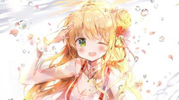 Desktop Wallpaper Wink Blonde Anime Girl Beautiful HD Image