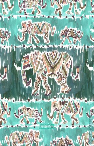 Elephant Intelligentsia Aqua Boho Tribal Barbarian By Barbra