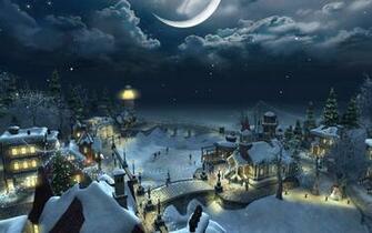 Christmas Scenery Wallpaper Background Night Chainimage