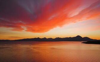 Orange Sunset Over An Island Wallpaper