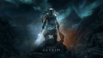 Art Red Vs Blue With Landscape Skyrim HD Wallpaper
