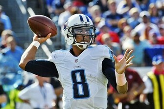 Tennessee Titans Quarterback Marcus Mariota Passes Against The