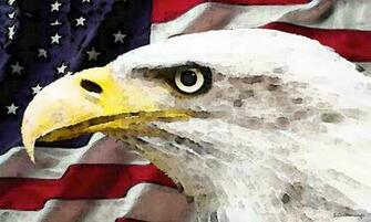 Bald Eagle With American Flag Wallpaper