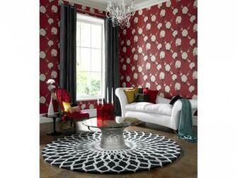 Delivery On Llb Shantung Red Cream Floral Wallpaper