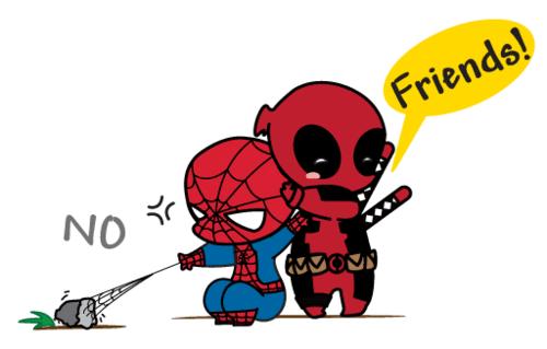 Chibi Deadpool And Spiderman