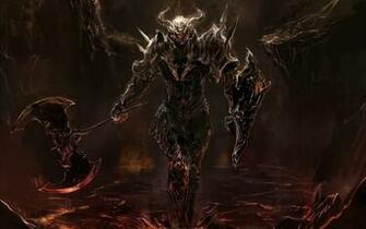 Armored Character Holding Battle Axe And Shield Digital Wallpaper