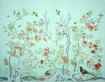 Em Hand Painted Wallpaper Silk Chinoiserie