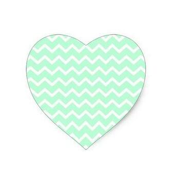 Mint Green Zigzag Chevron Stripes Heart Sticker