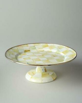 Mackenzie Childs Parchment Check Large Pedestal
