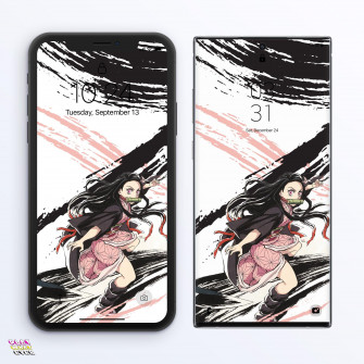 Demon Slayer Nezuko Artistic Action Phone Wallpaper Playwhatever