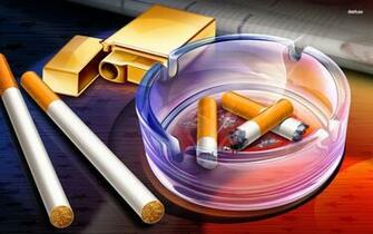 Ashtray Cigarettes And Lighter Wallpaper Digital Art