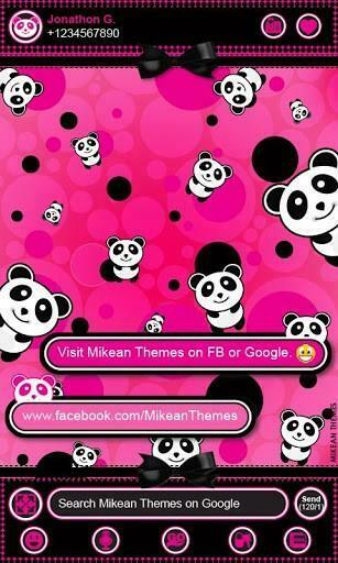 Bigger Cute Pink Panda Theme Go Sms For Android Screenshot