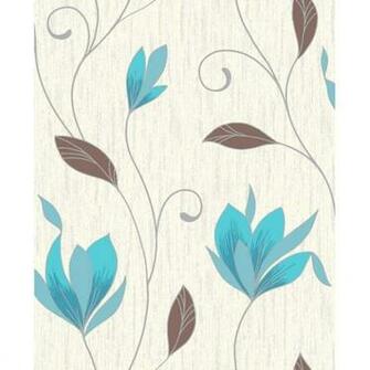 Shop By Style Floral Synergy Teal And Brown Wallpaper