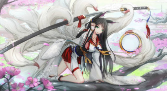 Nine Tailed Fox Anime Girl Wallpaper