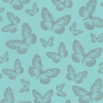 Wallpaper C2 Butterfly Shimmer Metallic Silver Teal P1427