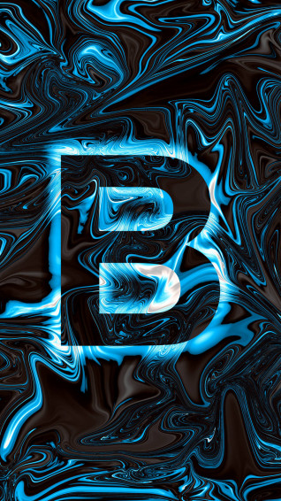 Blue Holographic Letter B Wallpaper
