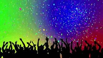 Party Crowd Silhouettes Confetti Looping Background Dance
