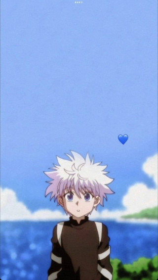 Cute Killua Looking Surprised With Ocean Background