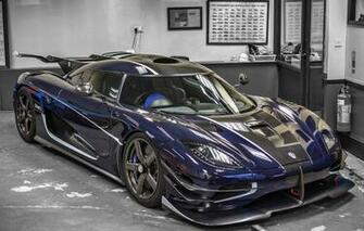 Wallpaper Koenigsegg Carbon Blue Garage One Image For