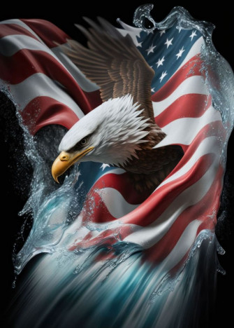 American Eagle On Usa Flag Poster Picture Metal Print Paint By