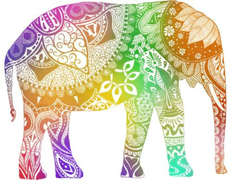 Motel Rocks Elephant Art Rainbow