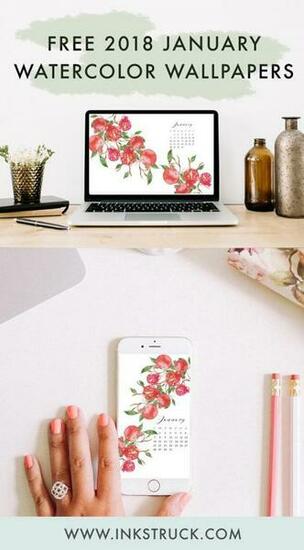 January Watercolor Wallpaper Inkstruck Studio