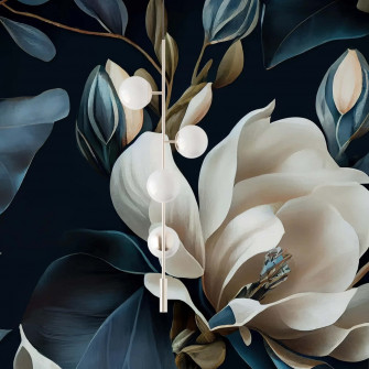 Navy Floral Elegance Wallpaper