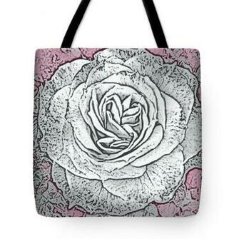 Ritzy Rose With Ink And Pink Background Tote Bag By