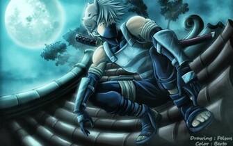 Kakashi Hatake Katana Full Moon Ninja Anime Wallpaper HD G08 Male