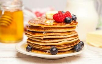 Wallpaper Berries Blueberries Strawberry Honey Pancakes